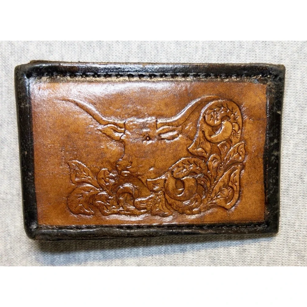 Vtg Tooled Leather Western Belt Longhorn Steer Rodeo Cowboy‎